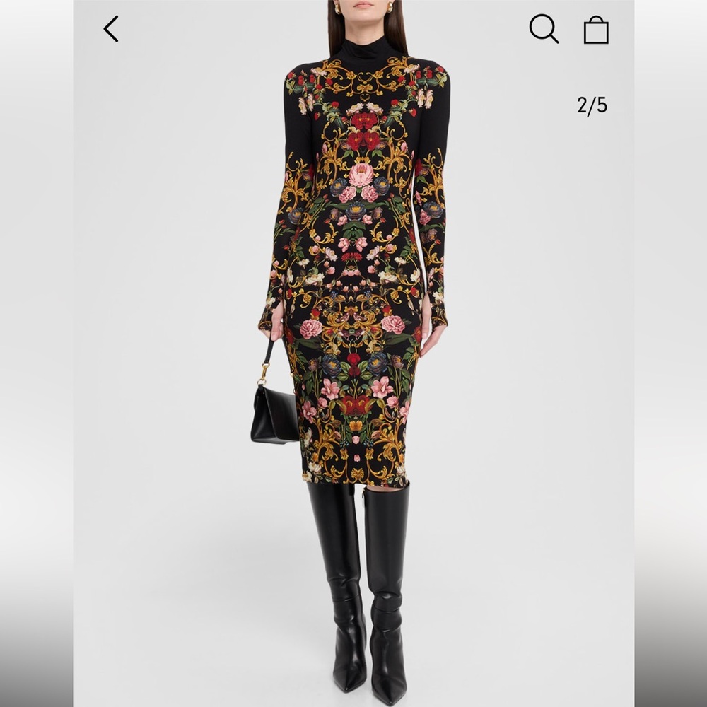 Alice + Olivia Delora Floral-Print Jersey Midi Dress - Picture 2 of 10